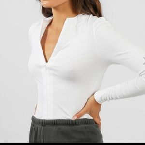 Joah Brown Invisible Zip Long Sleeve Pearl White Size XS/S